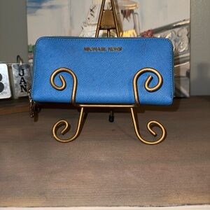 Michael Kors Blue and Gold Wallet